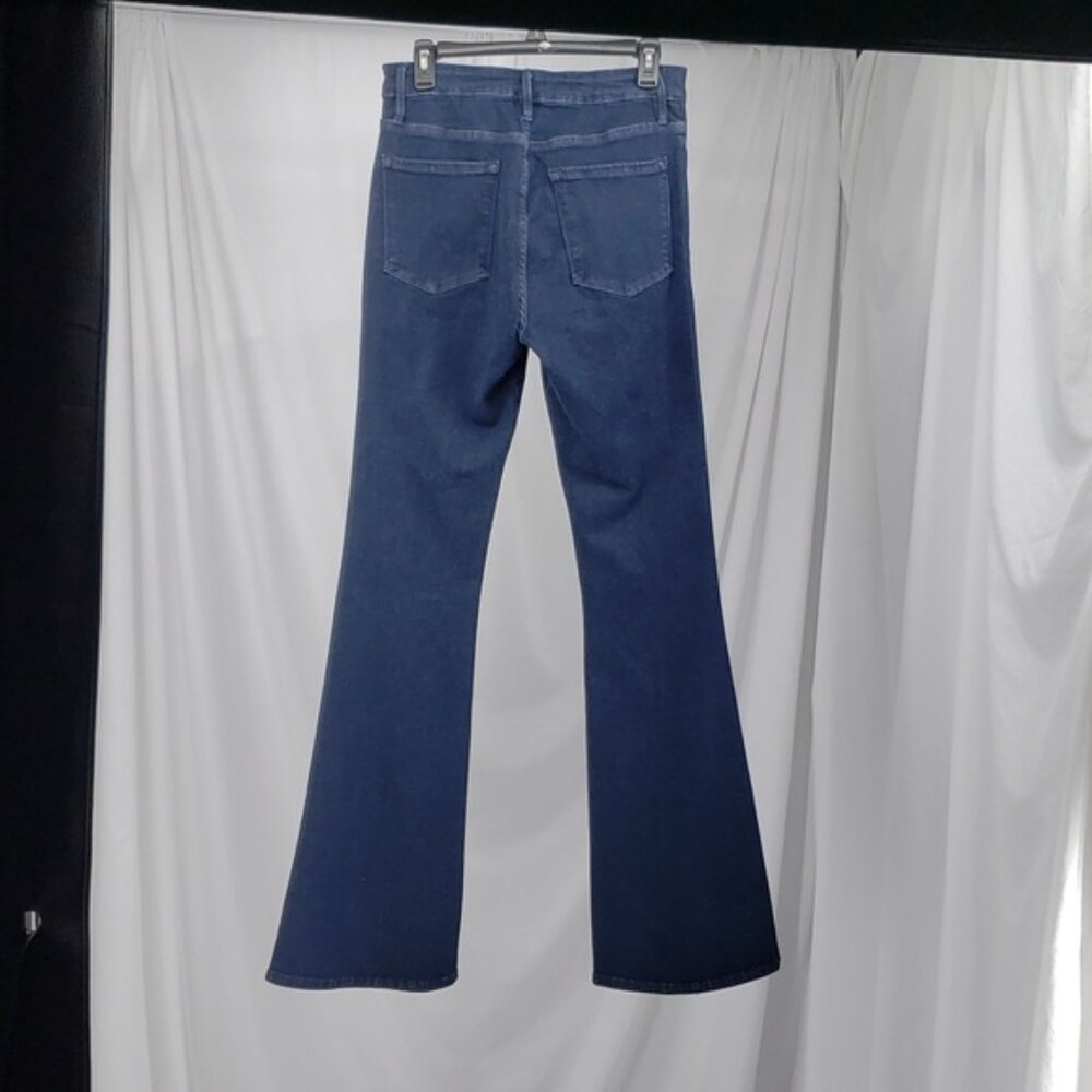 FRAME Women Le One Flare Jeans Keller Blue Stretch Denim Mid Rise Split 2 - Picture 8 of 14